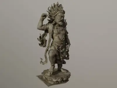 Guardian Deity Stone Statue 3D model