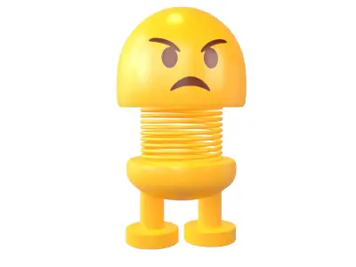 Car Spring Expression Decoration Toys Angry Face v1 001 Low-poly 3D model