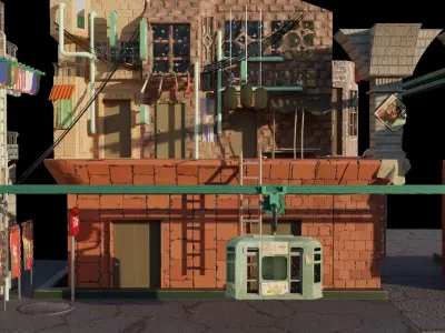 Tram Station City Free 3D model