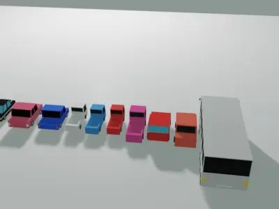 low poly cars and buses Free low-poly 3D model