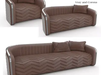 Luxury Modern Sofa And Cushion Pack 3D model