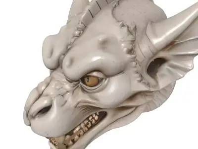 Detailed Fantasy Dragon Head Sculpture Low-poly 3D model