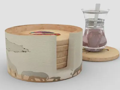 African Stone coaster Low-poly 3D model