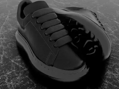 ALEXANDER MCQUEEN 3D SHOES - BLACK GLITTER Low-poly 3D model