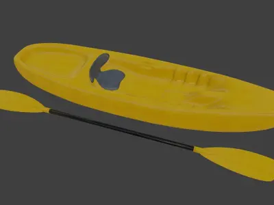 3D Sport Row Kayak with Paddle 3D model