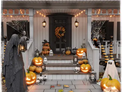 Halloween Porch Blender Scene - DAY 3D model