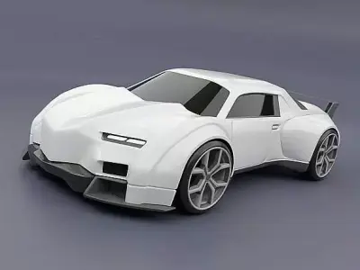 Retrofuturistic concept car 3D model