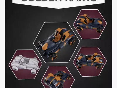 Golden Kart Low-poly 3D model