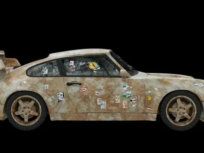 rusted porsche 911  Low-poly 3D model