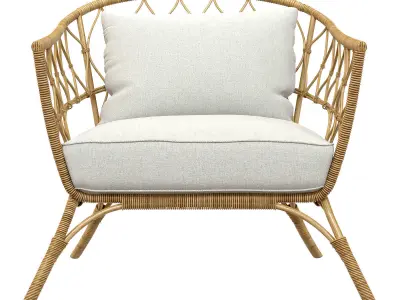 STOCKHOLM 2017 Armchair with cushion rattan IKEA white 3D model