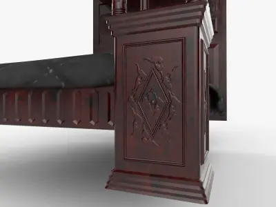Renaissance style bed 4 Low-poly 3D model