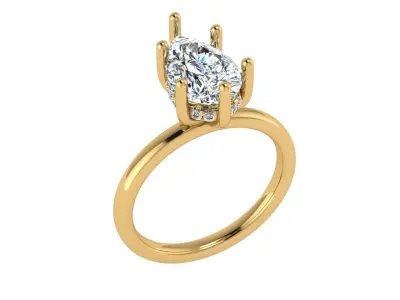 Pear shape solitare with under halo 3D print model purchase