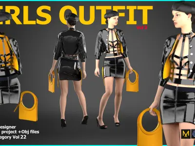 Girls outfit 5 Marvelous  VOL 24 Free low-poly 3D model