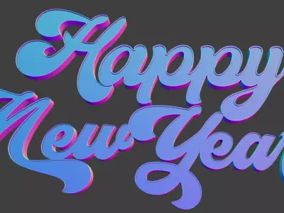 Happy New Year  Festive 3D Text 3D print model