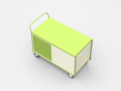 Green Tool Cart On Wheels 3D model