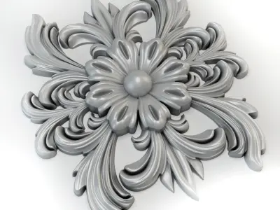 Flower with leaves - silicone or plaster mold  3D print model