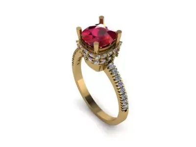 ruby and daimond ring Free 3D print model