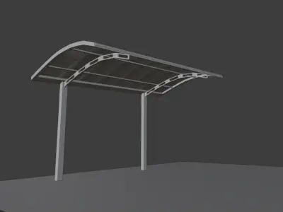 CARPORT LOW POLY bus shelter with roof Low-poly 3D model