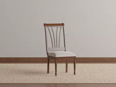 Slated Back Dining Chair 3D model
