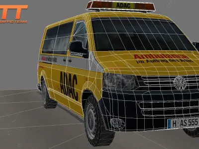 Volkswagen transporter ADAC Low-poly 3D model