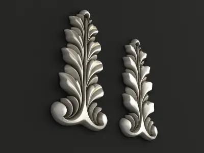 3D Carved decor vertical 3D model