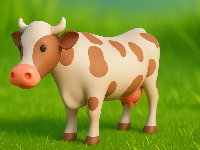  Cartoon Milk Cow Animal 3D Model for Cartoon Characters Low-poly 3D model
