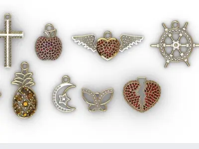 dijes- Colgantes paquete de 10 surtidos -v- 3D print model