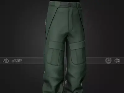 Green Snowboard Pants Style 3  Low-poly 3D model