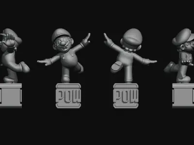 Printable Mario on POW Block 3D print model