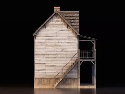 Old Western House Low-poly 3D model