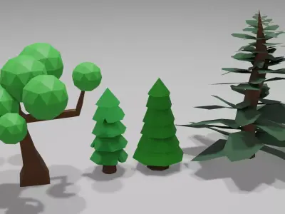 Low Poly Trees tree with branches and leaves Low-poly 3D model