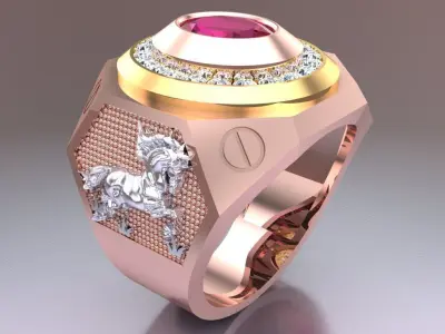 Horse rings - Mens ring - N2389 3D print model