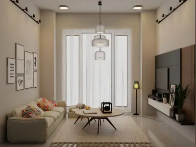 INTERIOR DESIGN  I  LIVING ROOM   Low-poly 3D model