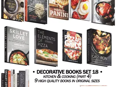 147 decorative books set 18 kitchen and cooking P04 3D model