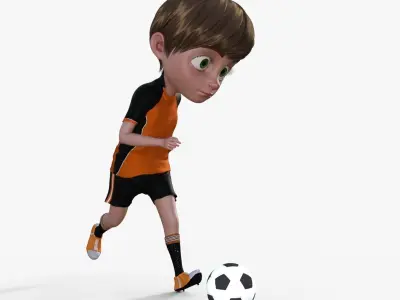 Cartoon Footballer Boy Rigged 3D model