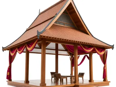 Elegant Thai Pavilion model pack Low-poly 3D model