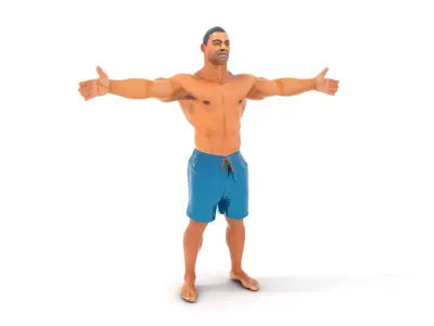 Athletic Male Pose model pack Low-poly 3D model