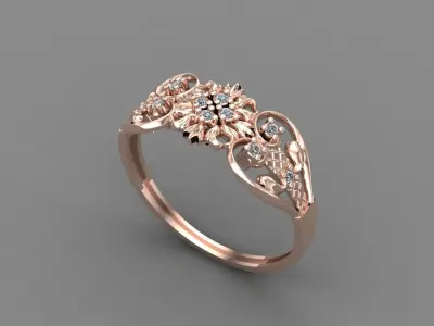Women Ring Diamond Stone STL 3DM Lightweight Printable 3D print model 45