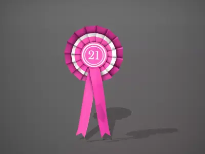 21st Birthday Rosette Badge Low-poly 3D model