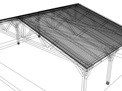 wood carport wiata samochodowa 6x9m metal roof panel 3D model