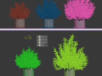 Rosemary in pots on the shelves - 5 models 3D model