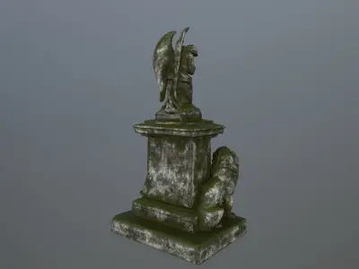 statue 4 gravestone with on top Low-poly 3D model