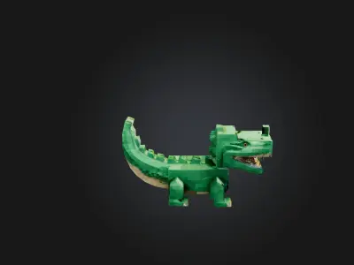 Voxel Crocodile Low-poly 3D model purchase