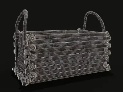Primitive Stick Made Basket Low-poly 3D model