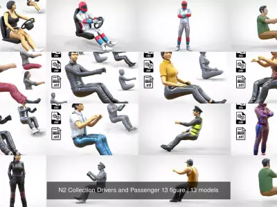N2 Collection Drivers and Passenger 13 figure 3D Model Pack