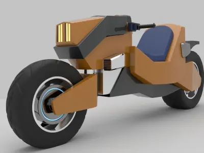  Motorcycle Cyberpunk Low Poly Low-poly 3D model