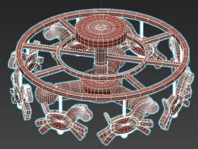 pony-p105 ceiling light with wooden horses 3D model