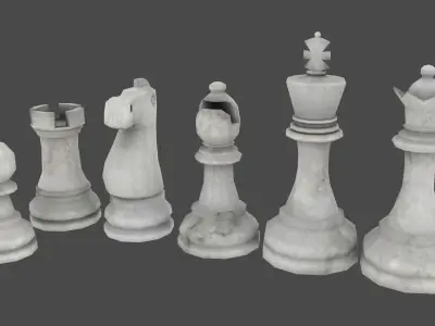 Chess board with pieces Free low-poly 3D model