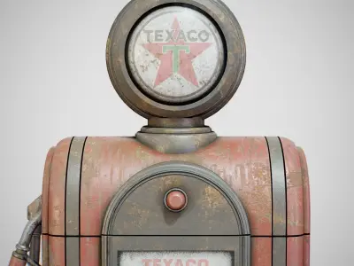 Gas Pump - Texaco 60s Dirty Low-poly 3D model