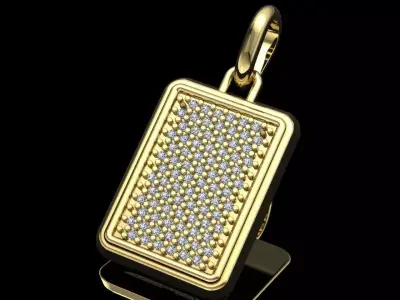 Diamonds Gold Bar Pendant 3D Model 3D print model